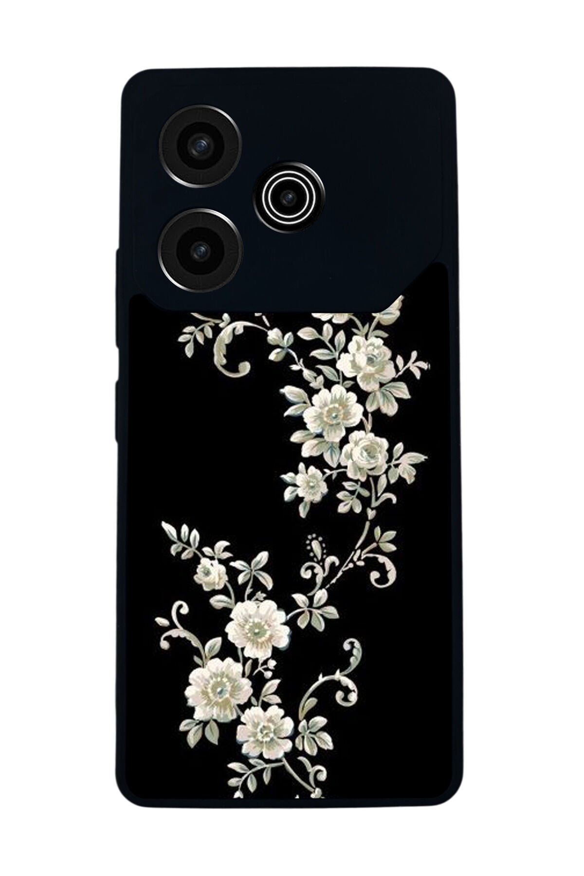 Tecno Pova 6 Uyumlu Yaldizli Cicek Tasarımlı Glossy Premium Kılıf