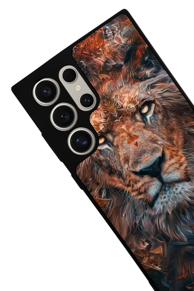 Samsung Galaxy S22 Ultra Uyumlu Aslan Tasarımlı Glossy Premium Kılıf