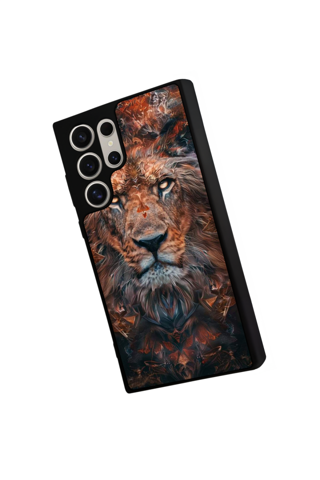 Samsung Galaxy S22 Ultra Uyumlu Aslan Tasarımlı Glossy Premium Kılıf