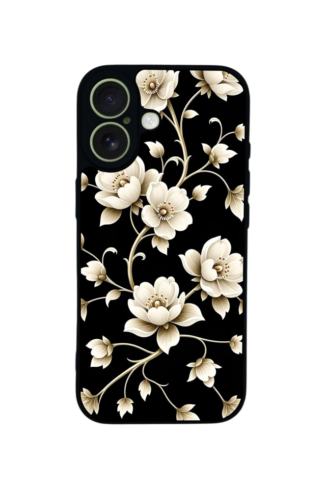iPhone 17 Uyumlu Yaldizli Cicek Tasarımlı Glossy Premium Kılıf