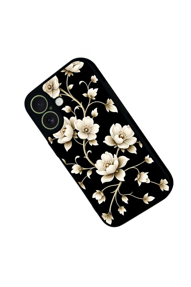 iPhone 17 Uyumlu Yaldizli Cicek Tasarımlı Glossy Premium Kılıf