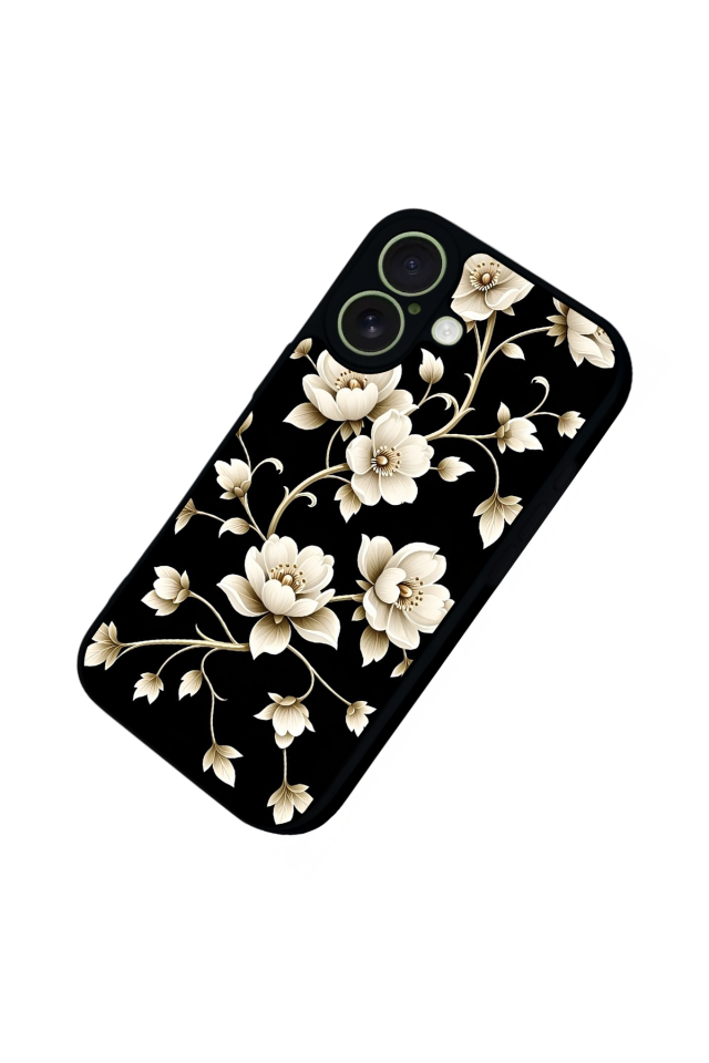iPhone 17 Uyumlu Yaldizli Cicek Tasarımlı Glossy Premium Kılıf
