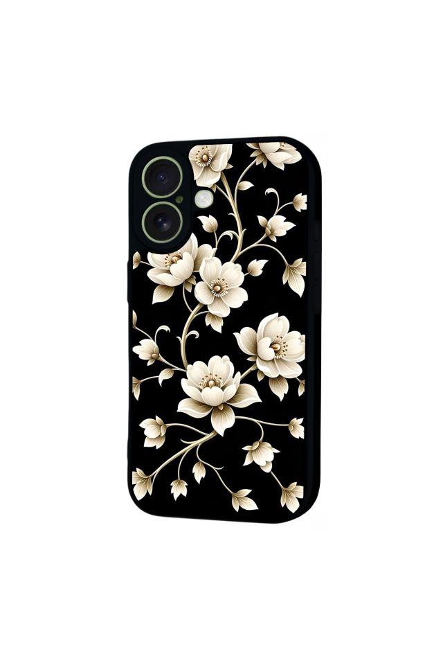 iPhone 17 Uyumlu Yaldizli Cicek Tasarımlı Glossy Premium Kılıf