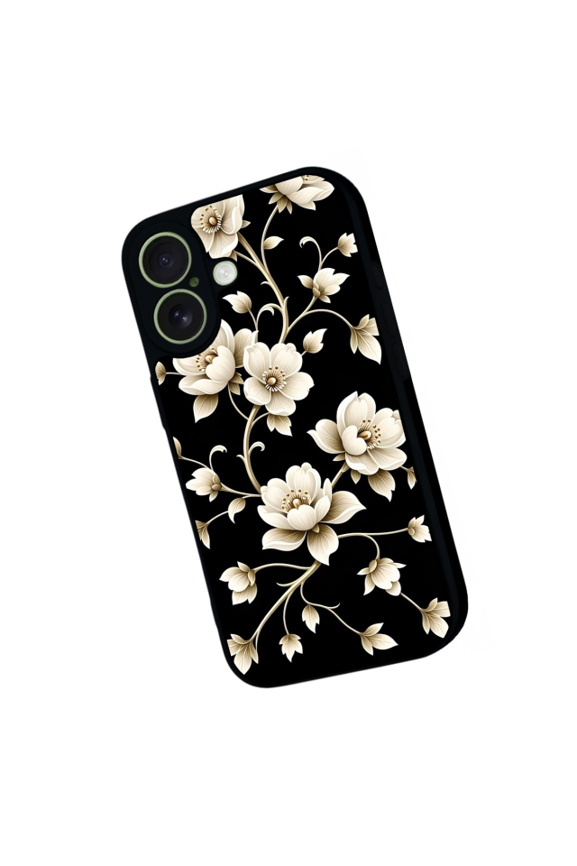 iPhone 17 Uyumlu Yaldizli Cicek Tasarımlı Glossy Premium Kılıf