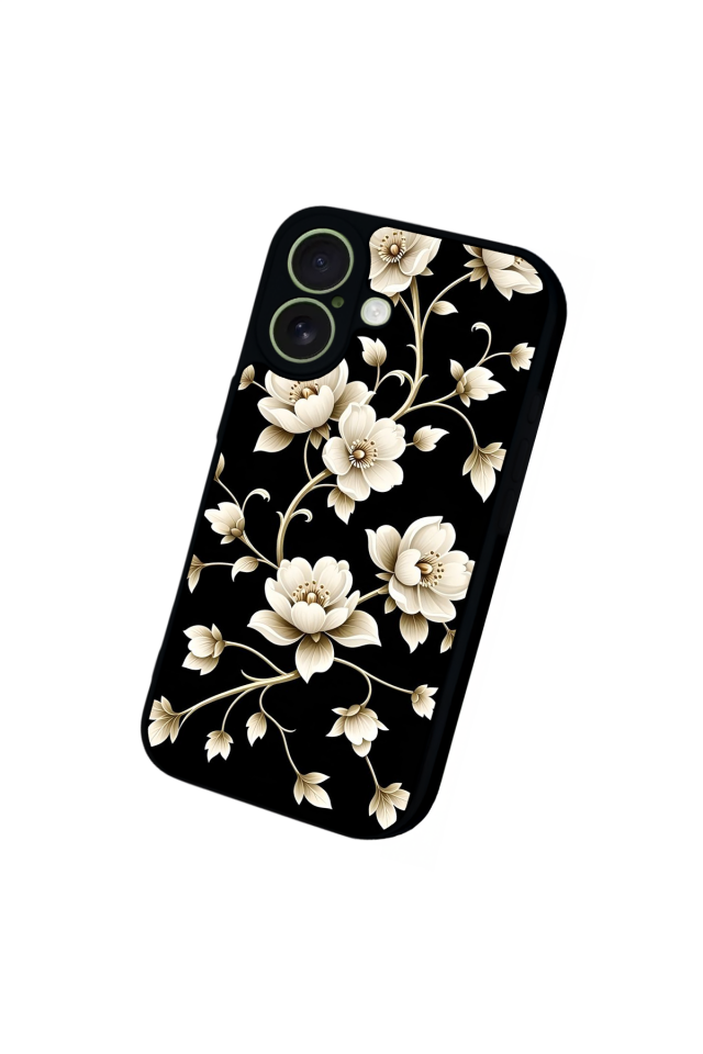 iPhone 17 Uyumlu Yaldizli Cicek Tasarımlı Glossy Premium Kılıf