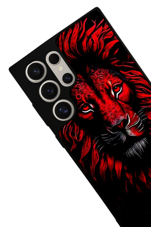 Samsung Galaxy S22 Ultra Uyumlu Aslan Tasarımlı Glossy Premium Kılıf