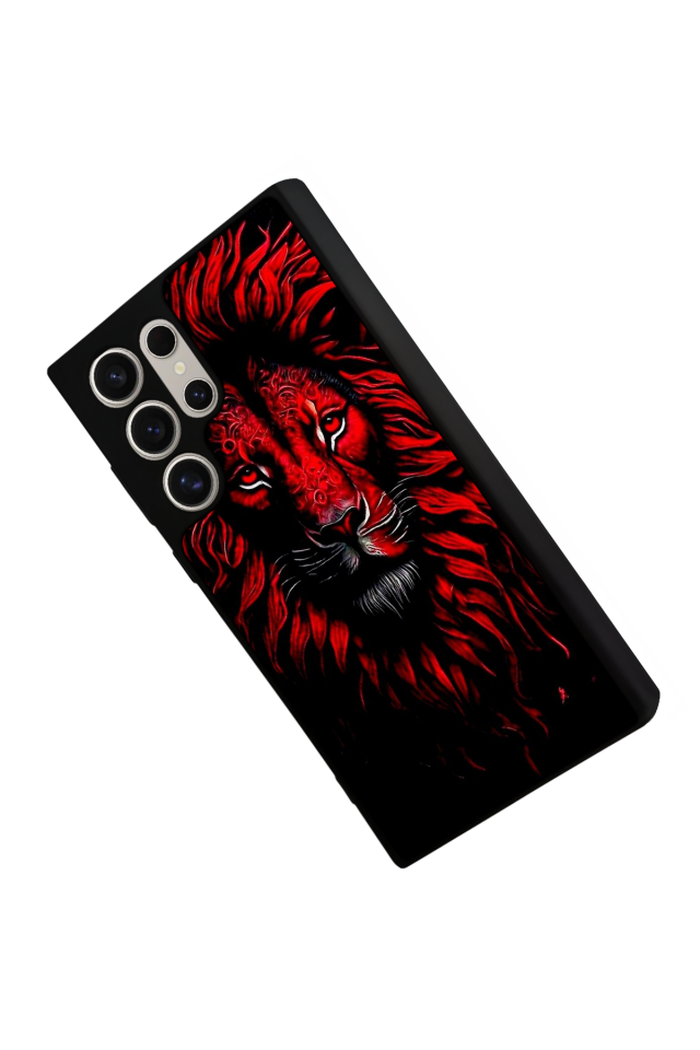 Samsung Galaxy S22 Ultra Uyumlu Aslan Tasarımlı Glossy Premium Kılıf