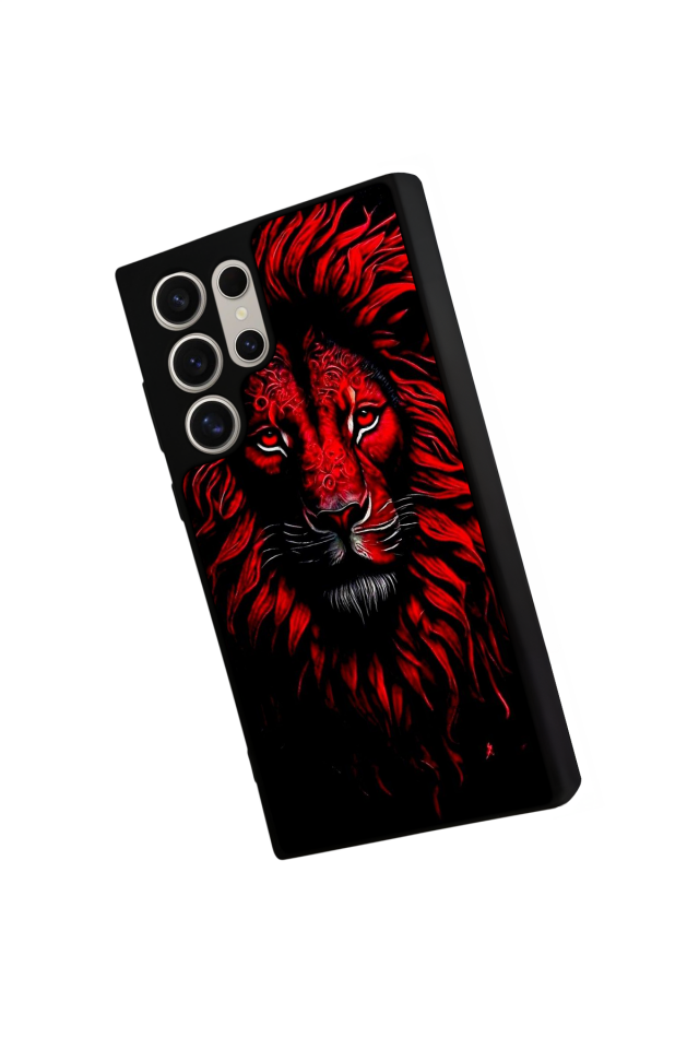 Samsung Galaxy S22 Ultra Uyumlu Aslan Tasarımlı Glossy Premium Kılıf
