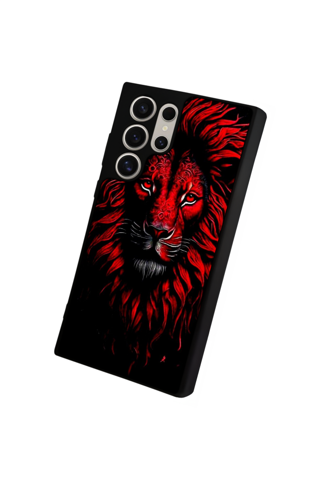 Samsung Galaxy S22 Ultra Uyumlu Aslan Tasarımlı Glossy Premium Kılıf