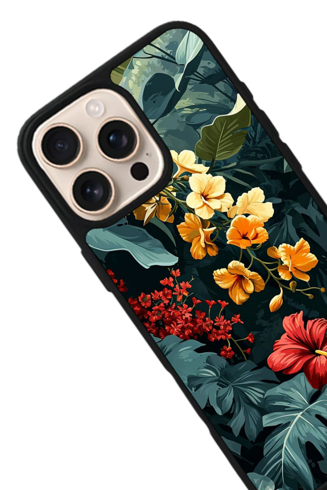 iPhone 15 Pro Uyumlu Botanik Tasarımlı Glossy Premium Kılıf