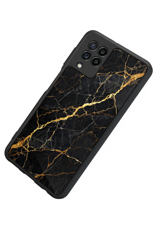 Samsung Galaxy M22 Uyumlu Mermer Marble Tasarımlı Glossy Premium Kılıf