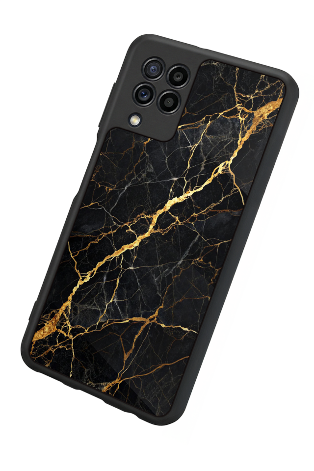 Samsung Galaxy M22 Uyumlu Mermer Marble Tasarımlı Glossy Premium Kılıf