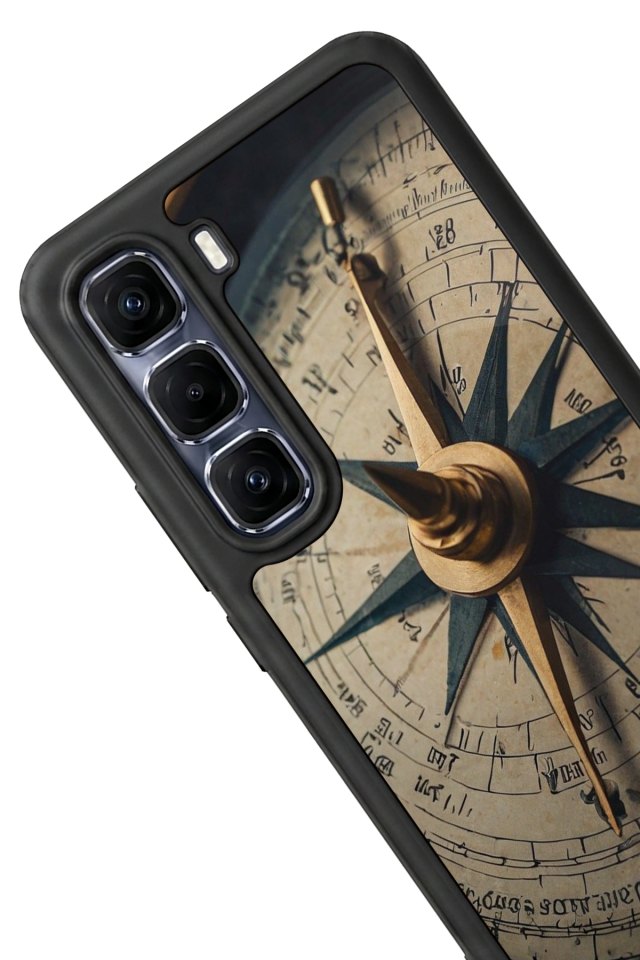 Infinix Hot 60 Pro Plus Uyumlu Pusula Tasarımlı Glossy Premium Kılıf