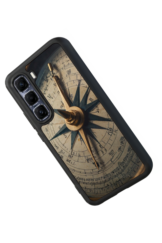 Infinix Hot 60 Pro Plus Uyumlu Pusula Tasarımlı Glossy Premium Kılıf