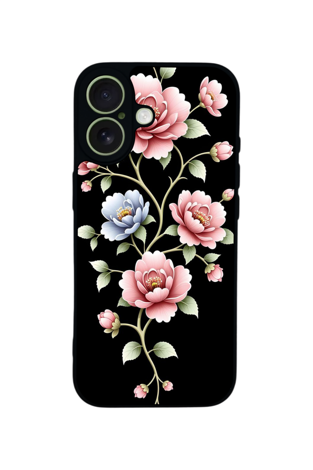 iPhone 17 Uyumlu Yaldizli Cicek Tasarımlı Glossy Premium Kılıf