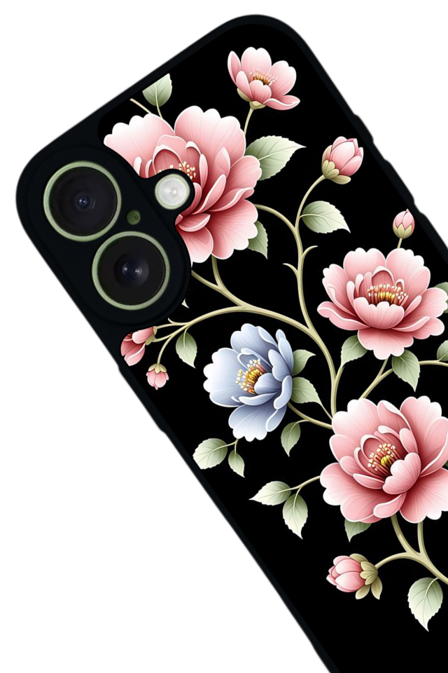 iPhone 17 Uyumlu Yaldizli Cicek Tasarımlı Glossy Premium Kılıf
