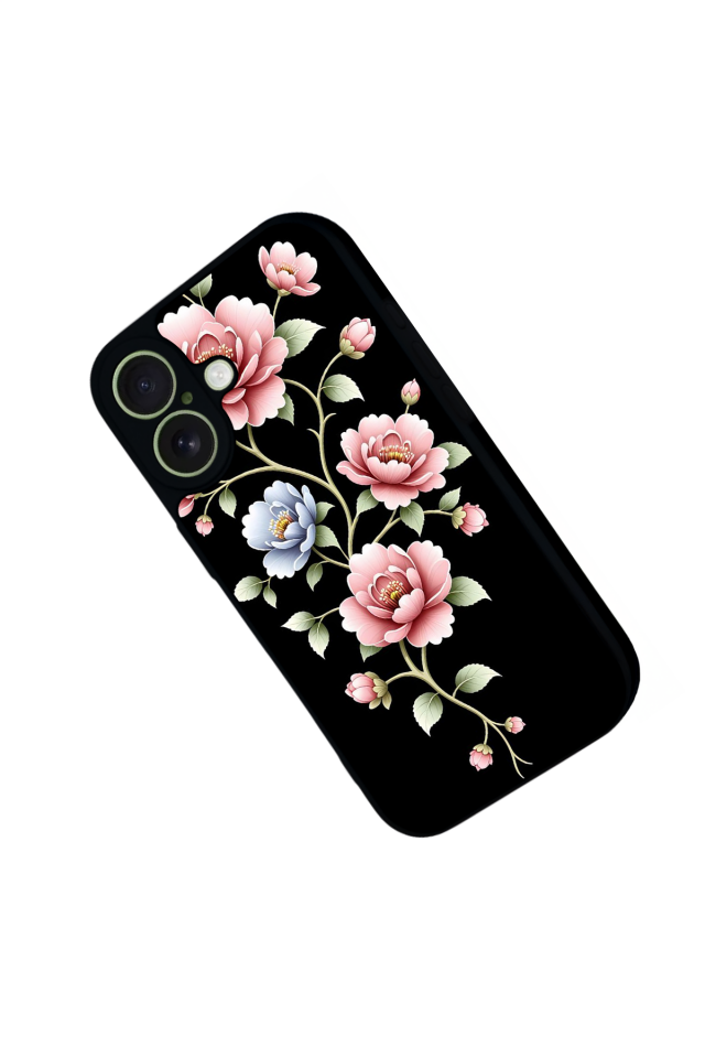 iPhone 17 Uyumlu Yaldizli Cicek Tasarımlı Glossy Premium Kılıf