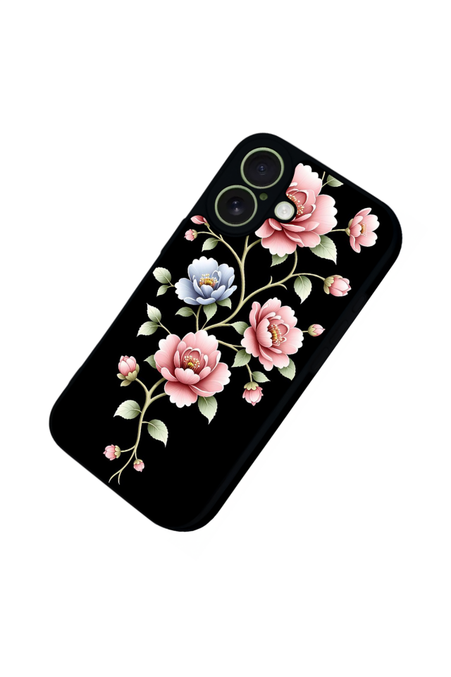 iPhone 17 Uyumlu Yaldizli Cicek Tasarımlı Glossy Premium Kılıf