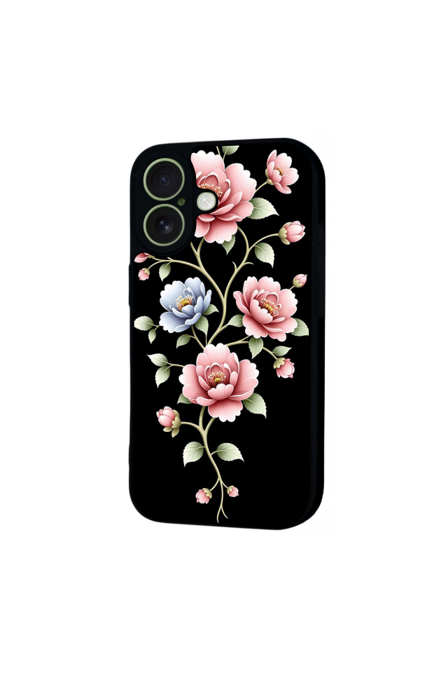 iPhone 17 Uyumlu Yaldizli Cicek Tasarımlı Glossy Premium Kılıf