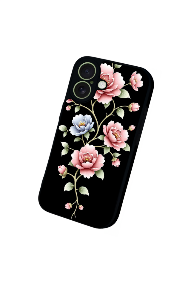 iPhone 17 Uyumlu Yaldizli Cicek Tasarımlı Glossy Premium Kılıf