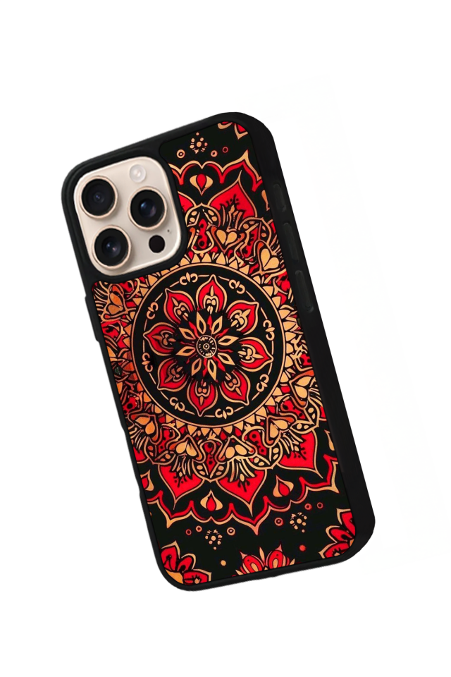 iPhone 14 Pro Max Uyumlu Mandala Tasarımlı Glossy Premium Kılıf