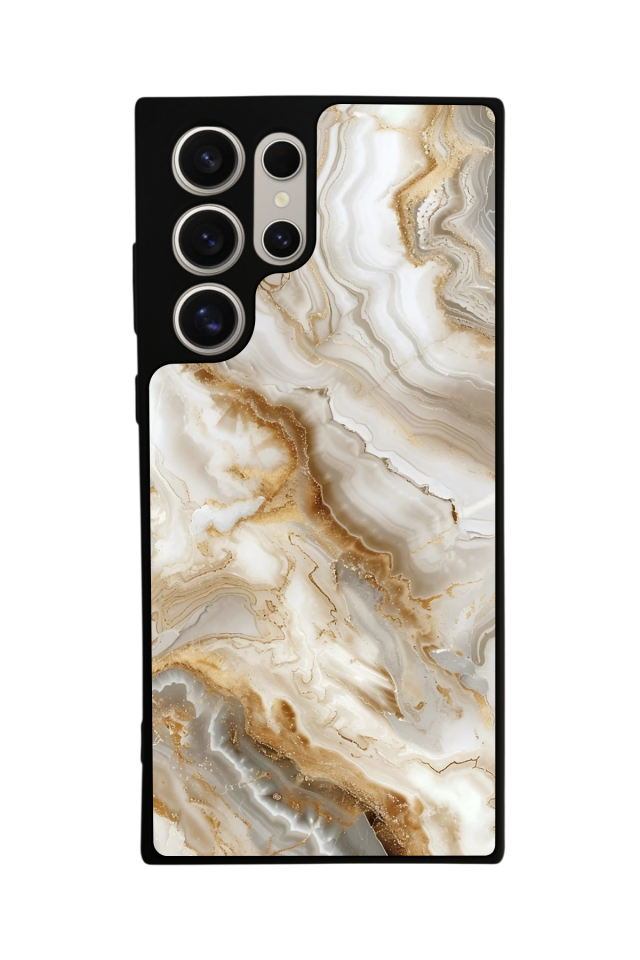 Samsung Galaxy S23 Ultra Uyumlu Mermer Marble Tasarımlı Glossy Premium Kılıf