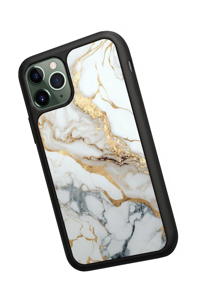 iPhone 11 Pro Uyumlu Mermer Marble Tasarımlı Glossy Premium Kılıf
