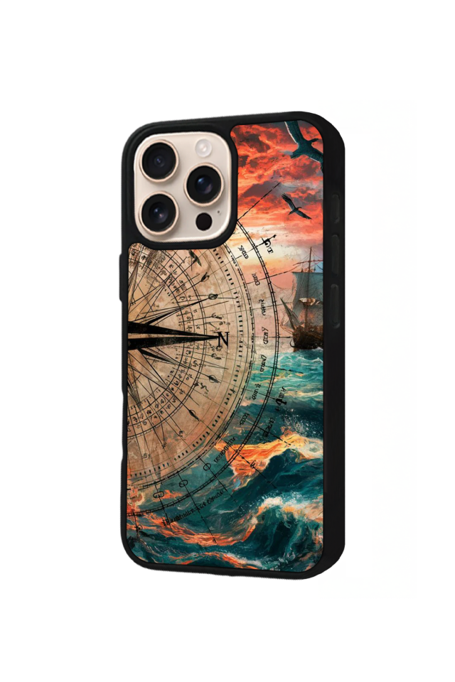 iPhone 15 Pro Max Uyumlu Pusula Tasarımlı Glossy Premium Kılıf