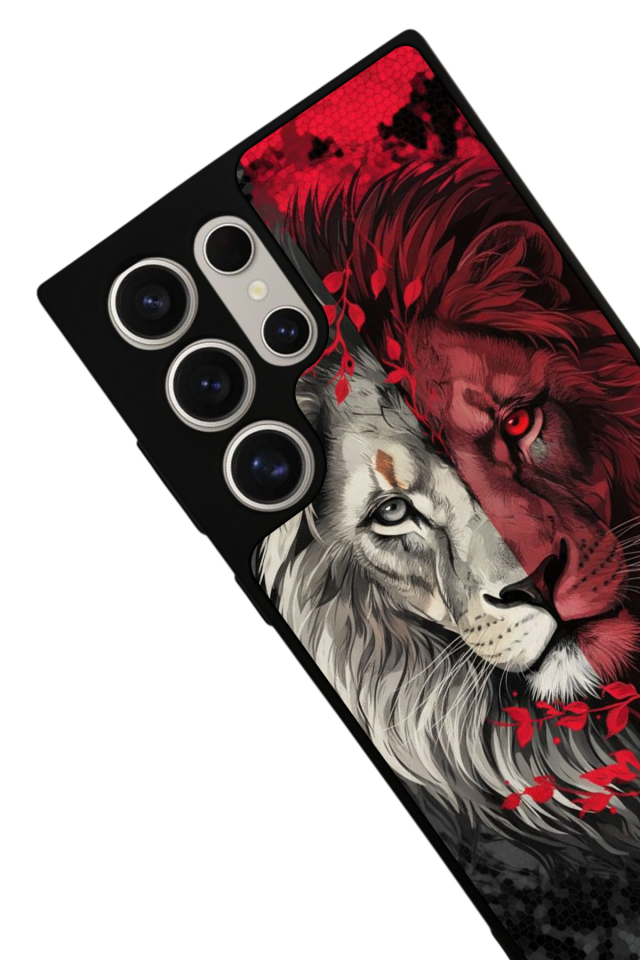 Samsung Galaxy S22 Ultra Uyumlu Aslan Tasarımlı Glossy Premium Kılıf