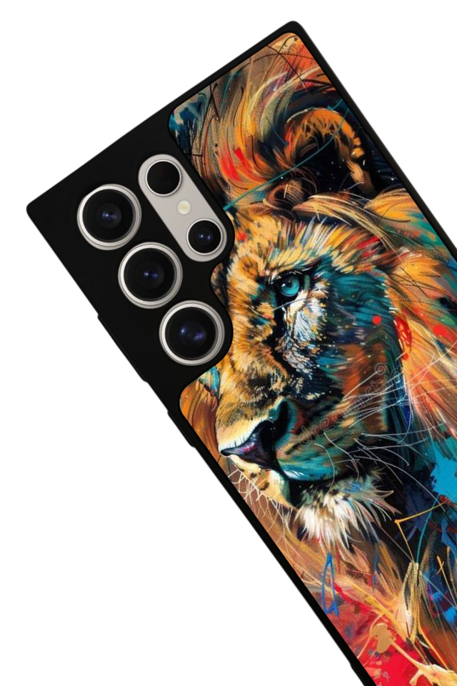 Samsung Galaxy S22 Ultra Uyumlu Aslan Tasarımlı Glossy Premium Kılıf