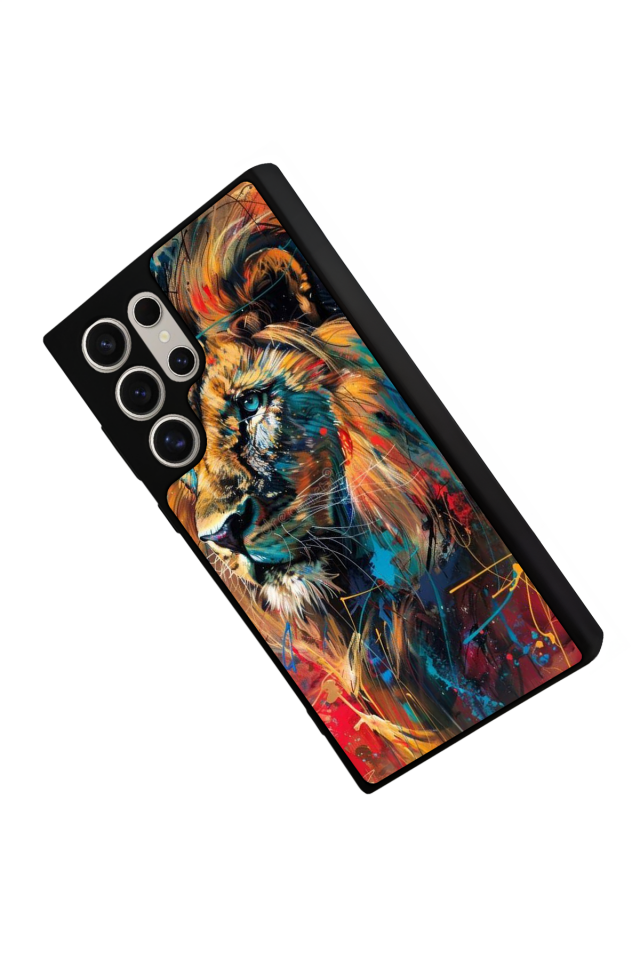 Samsung Galaxy S22 Ultra Uyumlu Aslan Tasarımlı Glossy Premium Kılıf