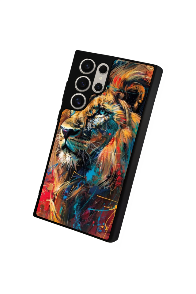 Samsung Galaxy S22 Ultra Uyumlu Aslan Tasarımlı Glossy Premium Kılıf