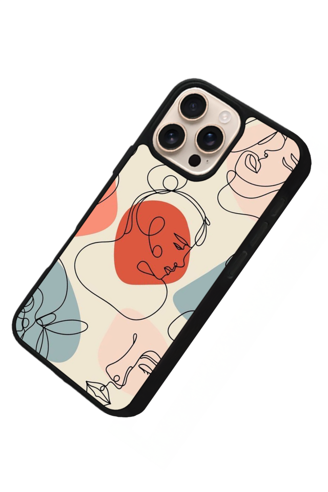 iPhone 16 Pro Max Uyumlu Line Art Tasarımlı Glossy Premium Kılıf