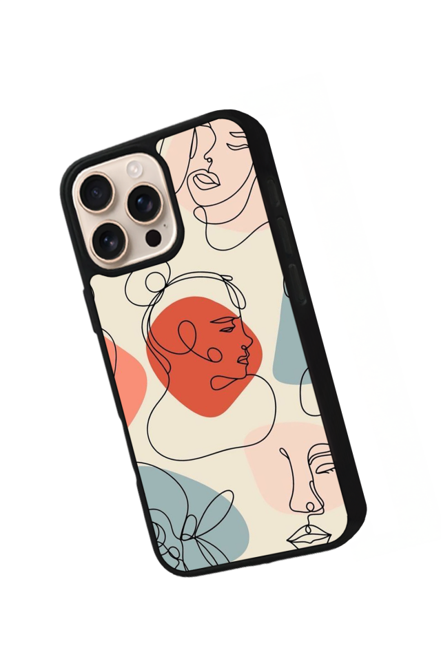 iPhone 16 Pro Max Uyumlu Line Art Tasarımlı Glossy Premium Kılıf