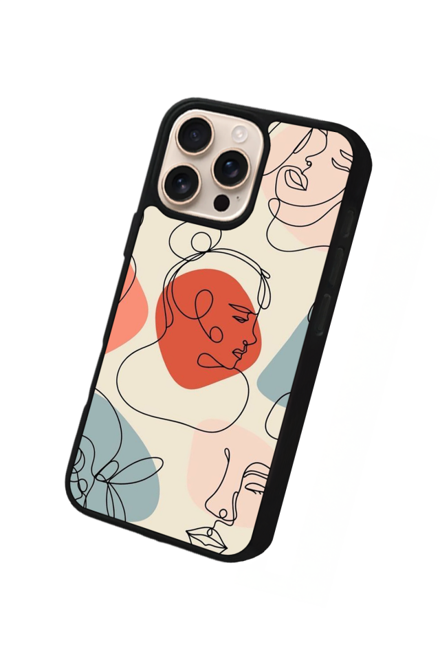 iPhone 16 Pro Max Uyumlu Line Art Tasarımlı Glossy Premium Kılıf