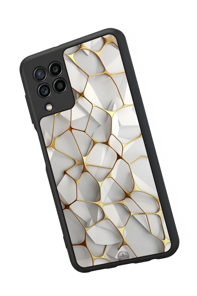 Samsung Galaxy M22 Uyumlu Mermer Marble Tasarımlı Glossy Premium Kılıf