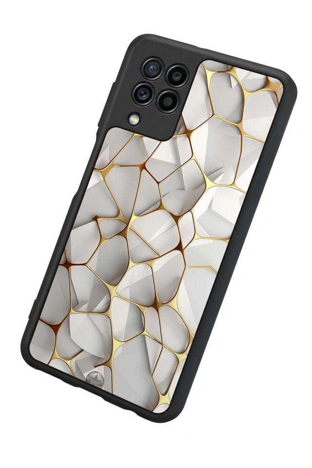 Samsung Galaxy M22 Uyumlu Mermer Marble Tasarımlı Glossy Premium Kılıf