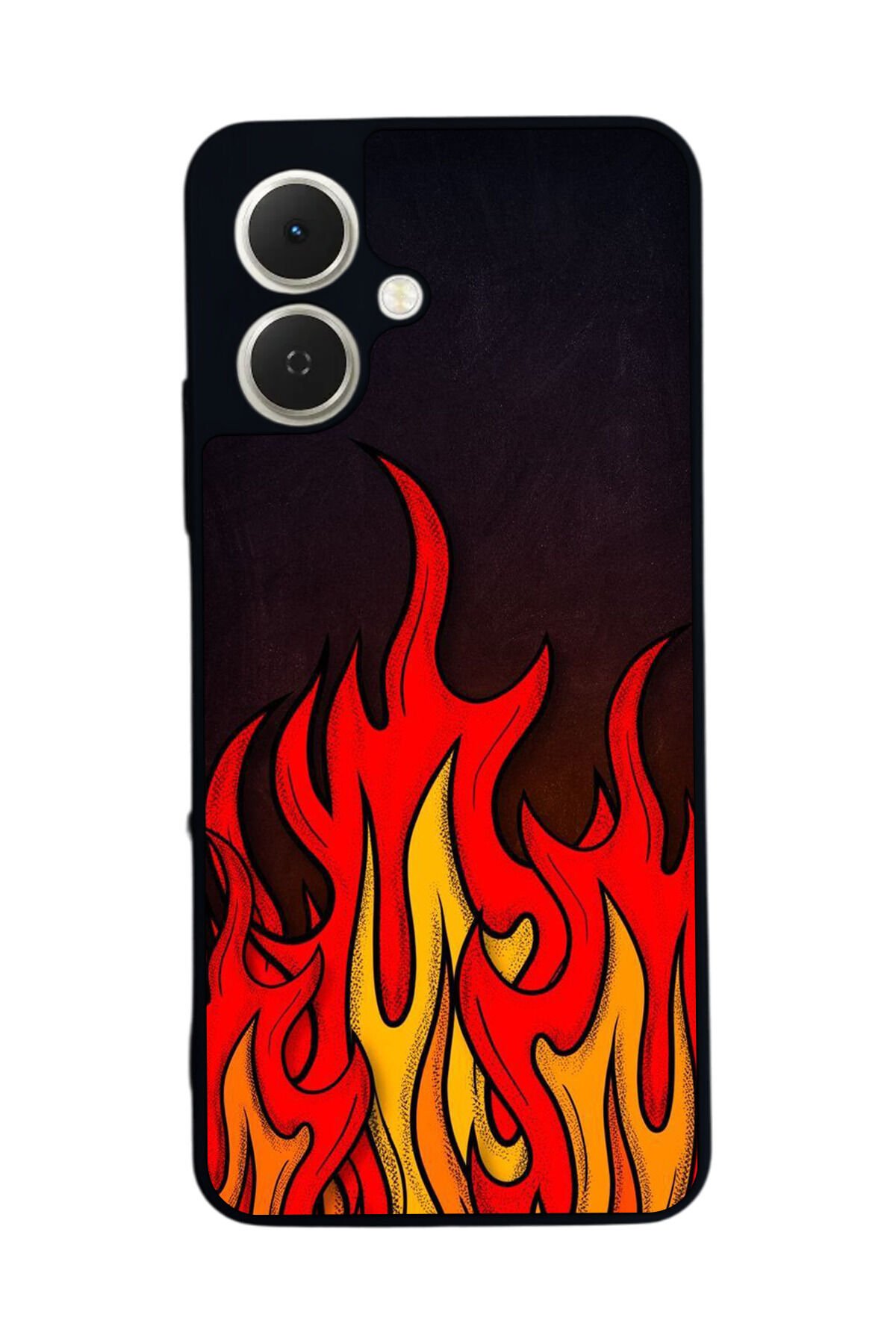 Tecno Spark GO 2 Uyumlu Retro Flame Patterns Tasarımlı Glossy Premium Kılıf