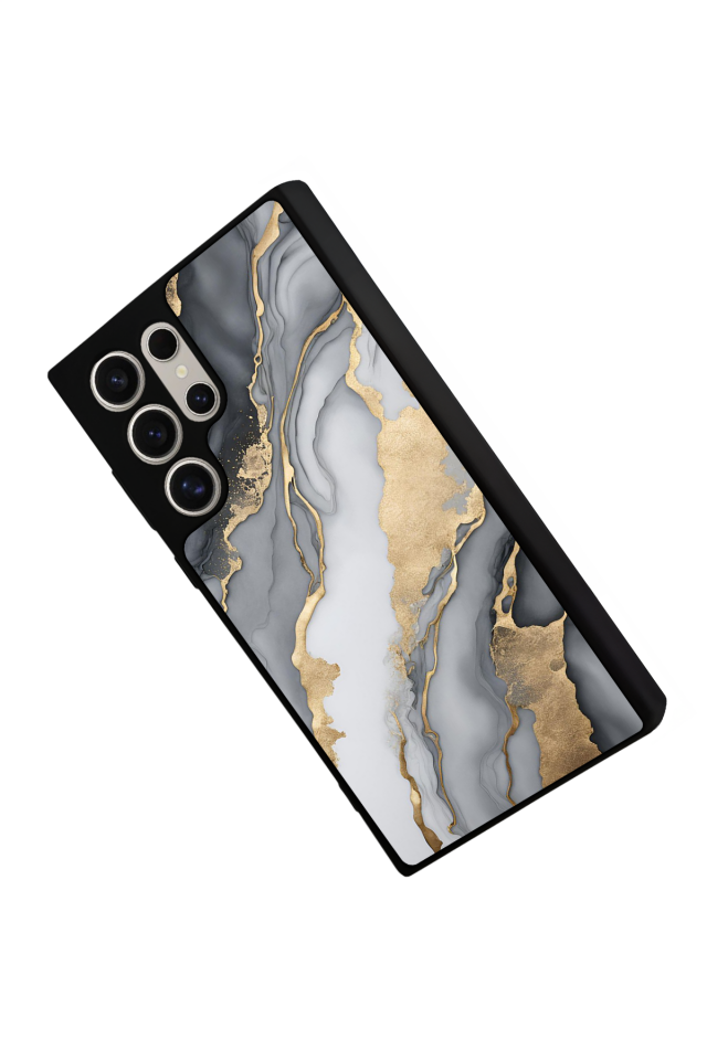 Samsung Galaxy S23 Ultra Uyumlu Mermer Marble Tasarımlı Glossy Premium Kılıf