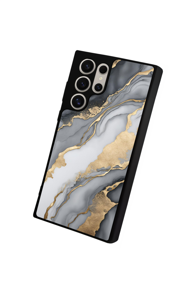 Samsung Galaxy S23 Ultra Uyumlu Mermer Marble Tasarımlı Glossy Premium Kılıf