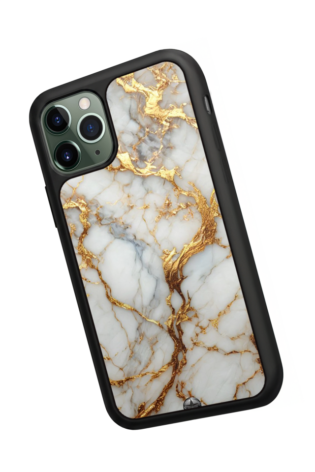 iPhone 11 Pro Uyumlu Mermer Marble Tasarımlı Glossy Premium Kılıf