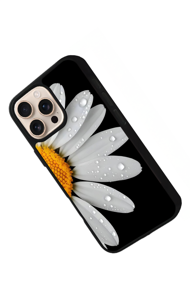 iPhone 15 Pro Uyumlu Papatya Tasarımlı Glossy Premium Kılıf
