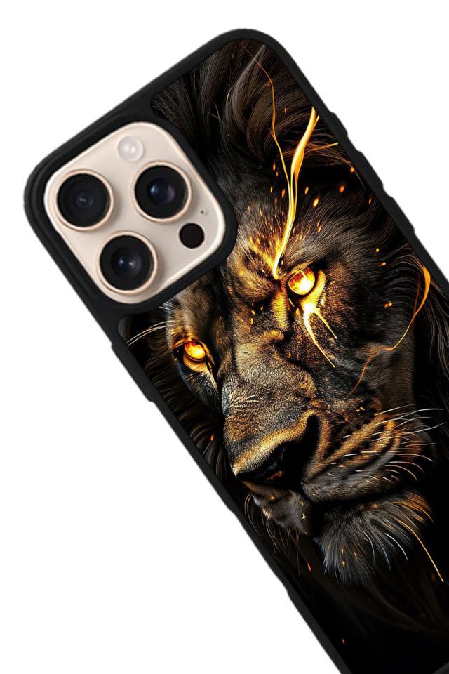 iPhone 16 Pro Max Uyumlu Aslan Tasarımlı Glossy Premium Kılıf