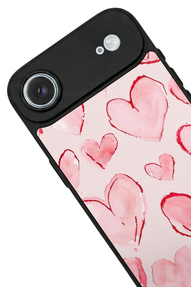 iPhone 17 Air Uyumlu Kalp Love Tasarımlı Glossy Premium Kılıf