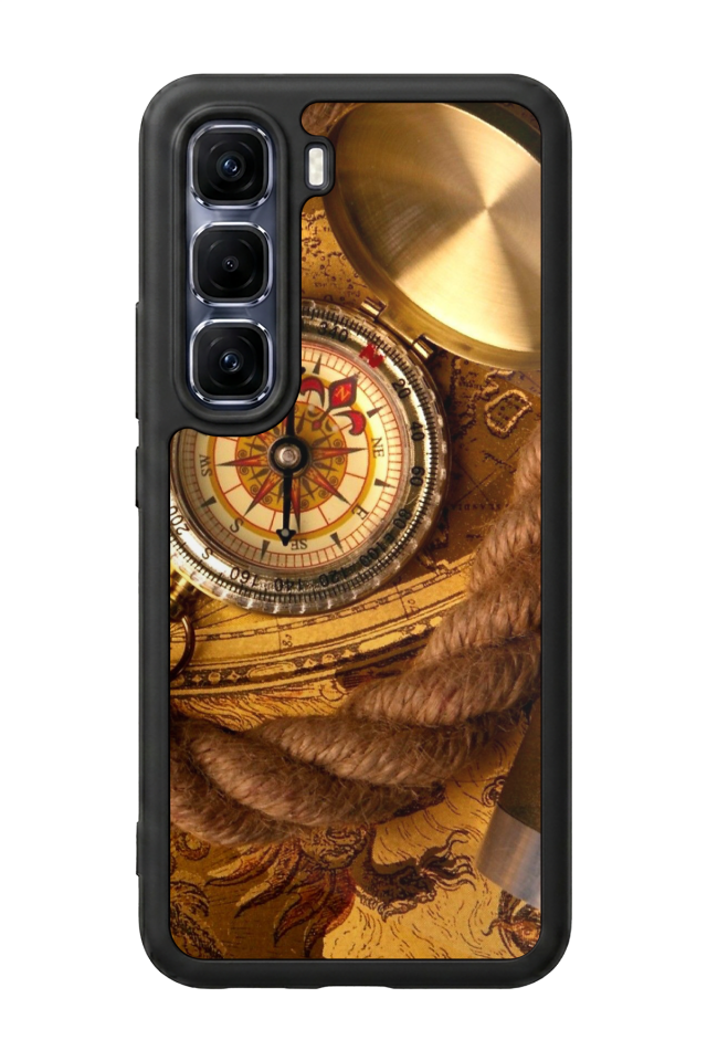Infinix Hot 60 Pro Plus Uyumlu Pusula Tasarımlı Glossy Premium Kılıf