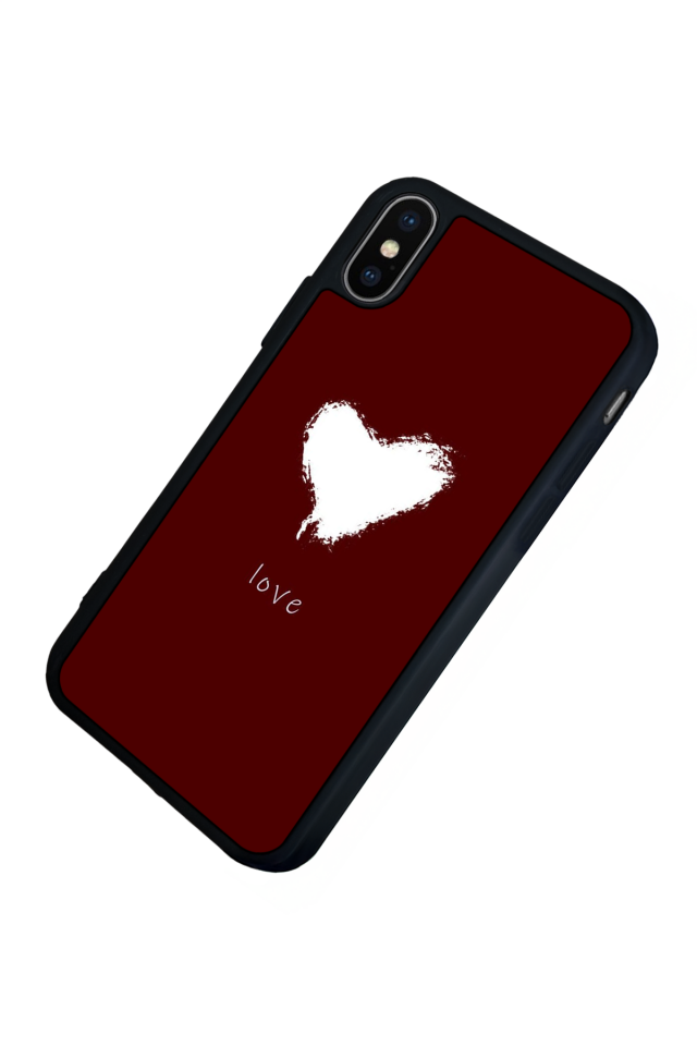 iPhone X/ XS Uyumlu Kalp Love Tasarımlı Glossy Premium Kılıf