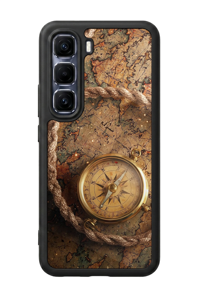 Infinix Hot 60 Pro Plus Uyumlu Pusula Tasarımlı Glossy Premium Kılıf