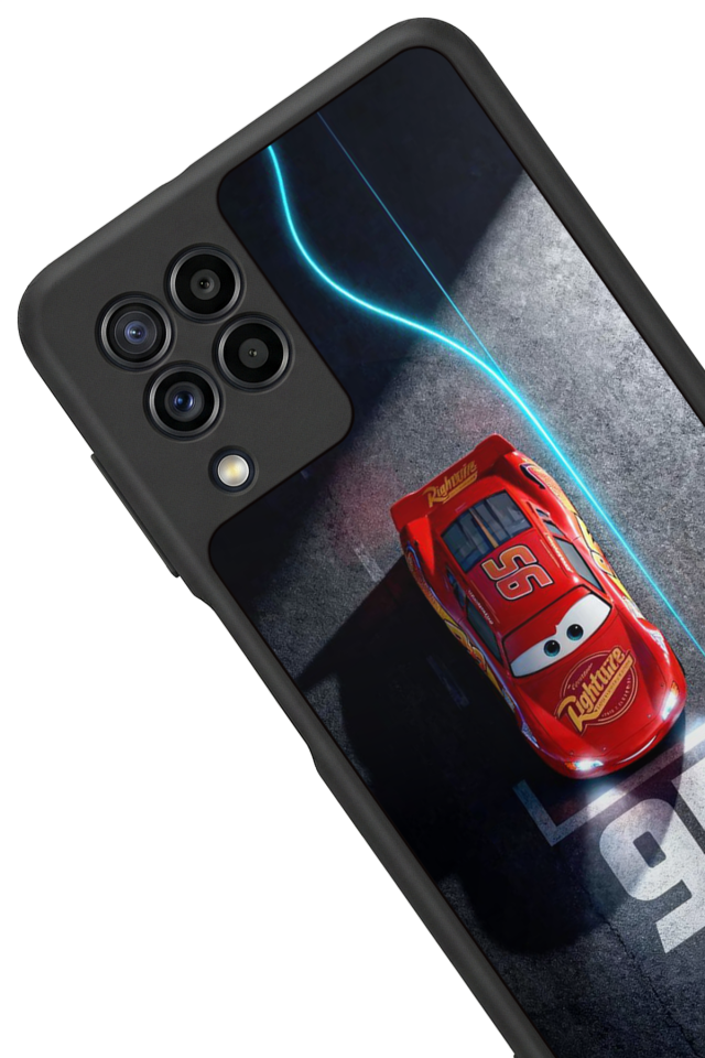 Samsung Galaxy M32 Uyumlu Şimsek McQueen Tasarımlı Glossy Premium Kılıf