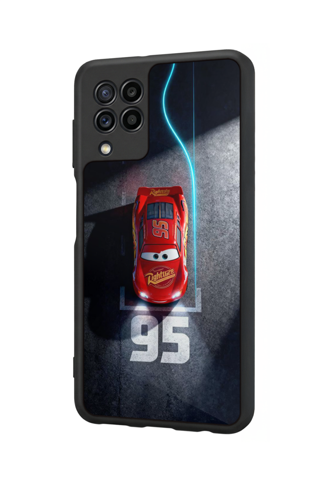 Samsung Galaxy M32 Uyumlu Şimsek McQueen Tasarımlı Glossy Premium Kılıf