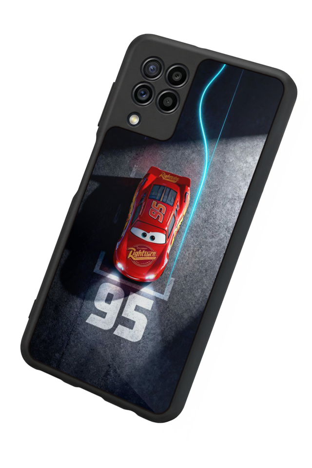 Samsung Galaxy M32 Uyumlu Şimsek McQueen Tasarımlı Glossy Premium Kılıf
